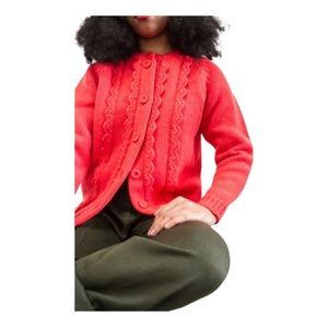 1960s Coral Knit Scalloped Cardigan
Fits up to L